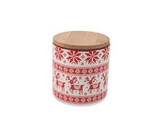 Villa dEste Home Tivoli 2423811 Scandinavie Bocal avec Bouchon Bois, grès, Rouge, Taille Unique