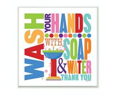 Le Stupell Home Decor Collection Laver avec du Savon et de leau colorÃ©e de Salle de Bain Plaque Murale