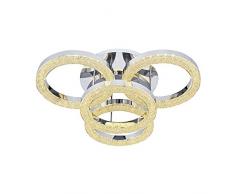 Homemania Galya Plafonnier mural chromé en métal, 56 x 56 x 17 cm, 4 LED, 12 W, 5040 lm, 4200 K, lumière blanche naturelle