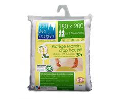 Nuit des Vosges 201914 Protège Matelas Molleton Bio Coton Blanc 180 x 200 cm