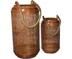 Belssia Lanterne avec Corde, Acier Inoxydable, Bordeaux, 20Â x 38Â x 20Â cm