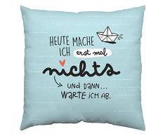 Happy LifeÂ Coussin en Coton, Coton Polyester, Bleu, 40 cm x 40 cm