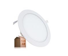 LED Atomant, S.L. Lot de 10 panneaux ronds plats, 18 W, blanc, 10
