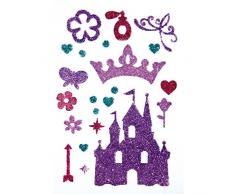 Queen Reine & Co stickems Double Face Transparent Stickers Princesse, Acrylique, Multicolore, 3Â piÃ¨ces