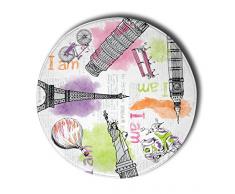 Stilia Travel Tapis de Pied de lit Rond imprimé Multicolore 78 cm