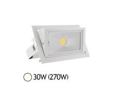 Vision-EL 77692 Spot LED Rectangulaire Inclinable avec Alimentation Electronique, Verre/Polycarbonate / Aluminium, 30 W, Blanc, (L x I x H)-235 x 105 x 145 mm