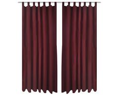 vidaXL 130363 Lot de 2 Rideaux en Micro-Satin occultant 140 x 225 cm (Rouge)