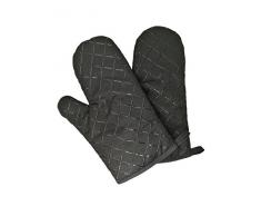 Camilife Lot de 2 Gants de Four épais et résistants à la Chaleur Gants de Four Micro-Ondes Gants de Cuisine en Silicone antidérapant Noir Tissu Largeur 18 cm Longueur 28 cm