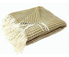 Plaid 100 % Laine mÃ©rinos avec Franges 130 x 170 cm Jaune Ocre