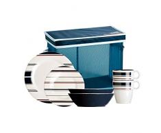 Marine Business Monaco â Pack Vaisselle avec Panier rectangulaire, 25 pièces, en mélamine, Blanc, Bleu et Rouge