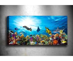 Bonamaison Peinture sur toile, multicolore, 30 x 90 cm - Conçu et fabriqué en Turquie