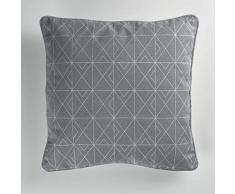 Douceur dIntÃ©rieur QUADRIS Coussin DEHOUSSABLE Passepoil, Gris/Argent, 40 x 40 CM