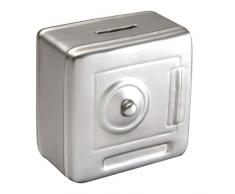 Versa Tirelire Formes diverses Forme de Coffre-Fort 12 x 7 x 11 cm Argent