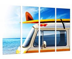 Tableau Moderne Photographique, Impression sur bois, Van de surfeur, table, plage, 131 x 62 cm, ref. 26713