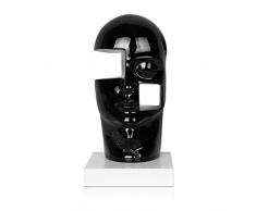 Arte Dal Mondo D5527PB Tête Sculpture surréaliste en résine laquée avec Base en marbre, Black, 49x22x22 cm
