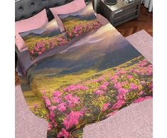PETTI Artigiani Italiani - Parure de Lit, Lit (180x200), Drap de Lit, Linge de Lit, Coucher de Soleil, Tissu 100% Satin Frais, 100% Made in Italy