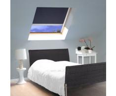 MADECOSTORE Store de Toit Enrouleur compatible Velux® - Bleu foncé - L100 x H116cm Modèle S08 - Cadre Alu