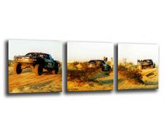 Tableau Moderne Photographique, Impression sur bois, Course Paris Dakar, Voitures, 97 x 62 cm, ref. 26051
