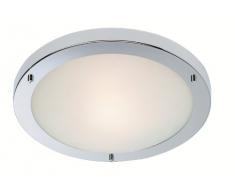 Firstlight Rondo Plafonnier LED encastré en acier brossé et verre opale 11 W
