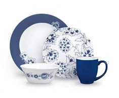 Corelle 3354 Indigo Blooms Service de table 16 piÃ¨ces pour 4 personnes Verre Vitrelle