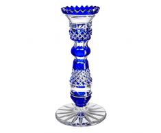 Verre de Bohême Brillant Bougeoir, Verre, Bleu, 5 x 5 x 18 cm