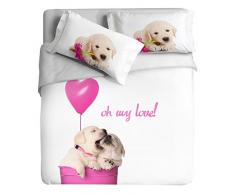 Ipersan Dessin Funny Dogs asciugapassi, Tapis dentrée pour extérieur, Motif décoratif, 100% Coton, Rose, Lit, 255 x 240 x 0,5 cm, 3 unités