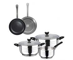 Swiss Home PK1436 Dark-Batterie 7 pièces : casseroles avec couvercle, casserole et set de poêles, acier inoxydable