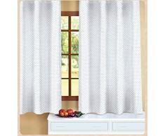 ForenTex Rideaux Voile Plumetis Blanc Voilage pour Cuisine décorative Polyester, 140 x 140 cm