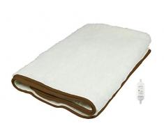Beper Chauffe Lit Simple 150x80cm 60W 100% Laine Australienne, Laine, Blanc et Marron, 150x80 cm
