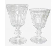 Better & Best Lot de 12 verres à eau + 6 verres à vin, décoration classique avec feuilles, couleur transparente, dimensions 9,2 x 9,2 x 16, 8,7 x 8,7 x 14,2 cm, matériau : verre