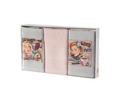Eurofirany Lot de 3 torchons élégants absorbants 100% Coton Rose argenté 40 x 60 cm