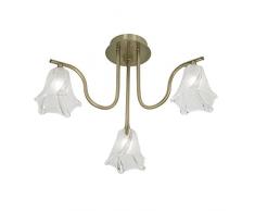Oaks Lighting - 4022 3/AB Luxe Lustre finition laiton Antique avec abat-jours en verre opalin