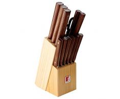 Bergner Q1914Â NatureÂ âÂ Set de 11Â Couteaux, Ciseaux et Tacoma, 13Â piÃ¨ces, 36Â cm, Couleur Marron