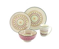 Creatable Mandala Set de Vaisselle en grès, Grès, Singleset - Braun, 4 pièces