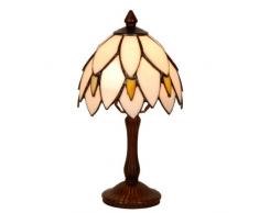 Lumilamp 5LL-963 Tiffany Lampe de table en verre multicolore fait main avec abat-jour décoratif E14 à 18 x 34 cm