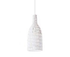 Luminaire Teva, suspension rotin, 60 W, blanc, Ã¸ 22 x H 60 cm