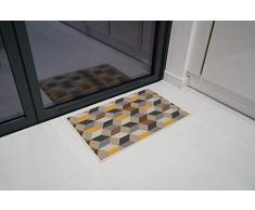 Serdim Rugs Tapis antidérapant Motif géométrique pour Cuisine et Couloir Doré 40 x 60 cm