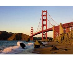 Scenolia Tableau dÃ©coratif Grand Format sur Toile Golden GATE 90 x 60 cm | Impression Haute qualitÃ©