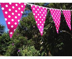 Une Liittle Arbre a 2Â x Hot Pink Polka Dot Spot BanniÃ¨re fanions DÃ©corations de fÃªte, cÃ©rÃ©monies, PE, Bleu Jaune