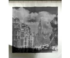 Mens Society Izola Rideau de Douche en PEVA Motif Londres Big Ben Blanc