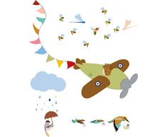 Sabre de bois sticker autocollant mural chambre enfant bÃ©bÃ© farandole aÃ©rienne Multicolore 128 x 29 x 0,02 cm