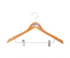 MSV 100127 Cintre avec Pinces en Bois, Marron, 45x20x8 cm