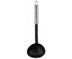 Fackelmann 44300 Louche avec poignée Ovale 30cm en INOX/Nylon Acier Inoxydable, Noir/Argent, 30 x 10 x 7 cm