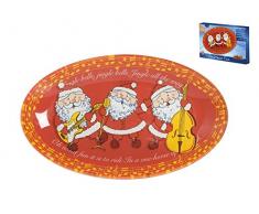 H&H Xmas Fun Plat Ovale, 30Â x 17,5Â cm, Verre, Rouge/Multicolore