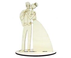 dayka Trade Sculpture et de bois, multicolore, 25Â cm