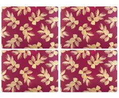 Sara Miller for Portmeirion Set de Table Motif Feuilles gravÃ©es, CÃ©ramique, Rose, 31 x 40 x 2.4 cm