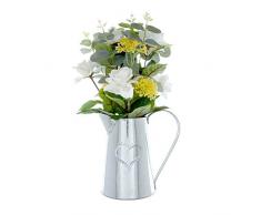Candlelight Arrangement Floral Artificiel en Carafe en mÃ©tal, Jaune, Blanc et Argent, n/a