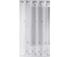 HomeMaison Voilage Voile Fantaisie Brode- Oeillets Ronds Argent, Polyester, Gris, 1x140x260 cm