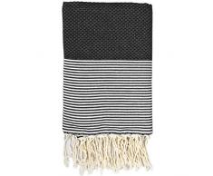 Moorish Idol - Fouta Nid dAbeille Rayure Fine- 100cm x 200cm- Noir