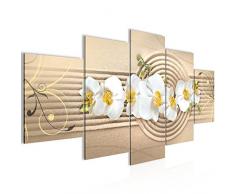 Tableau decoration murale Fleurs dorchidÃ©e 200 x 100 cm - XXL Impression sur Toile Salon Appartment 5 Parties - prÃªt Ã accrocher - 203451a